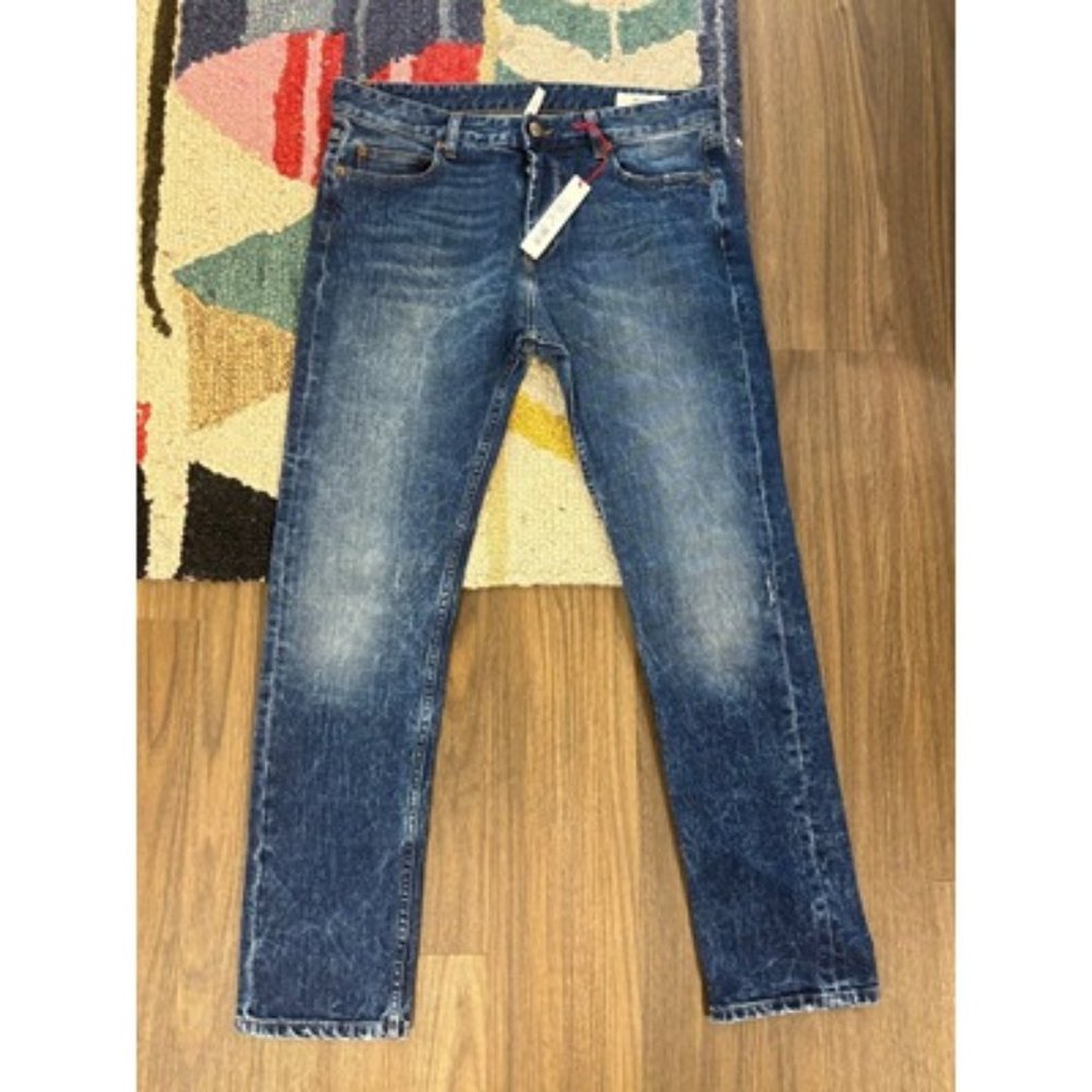 Mauro Grifoni Mens Faded Blue Button Fly Denim Moon Boyfriend Jeans Size 29